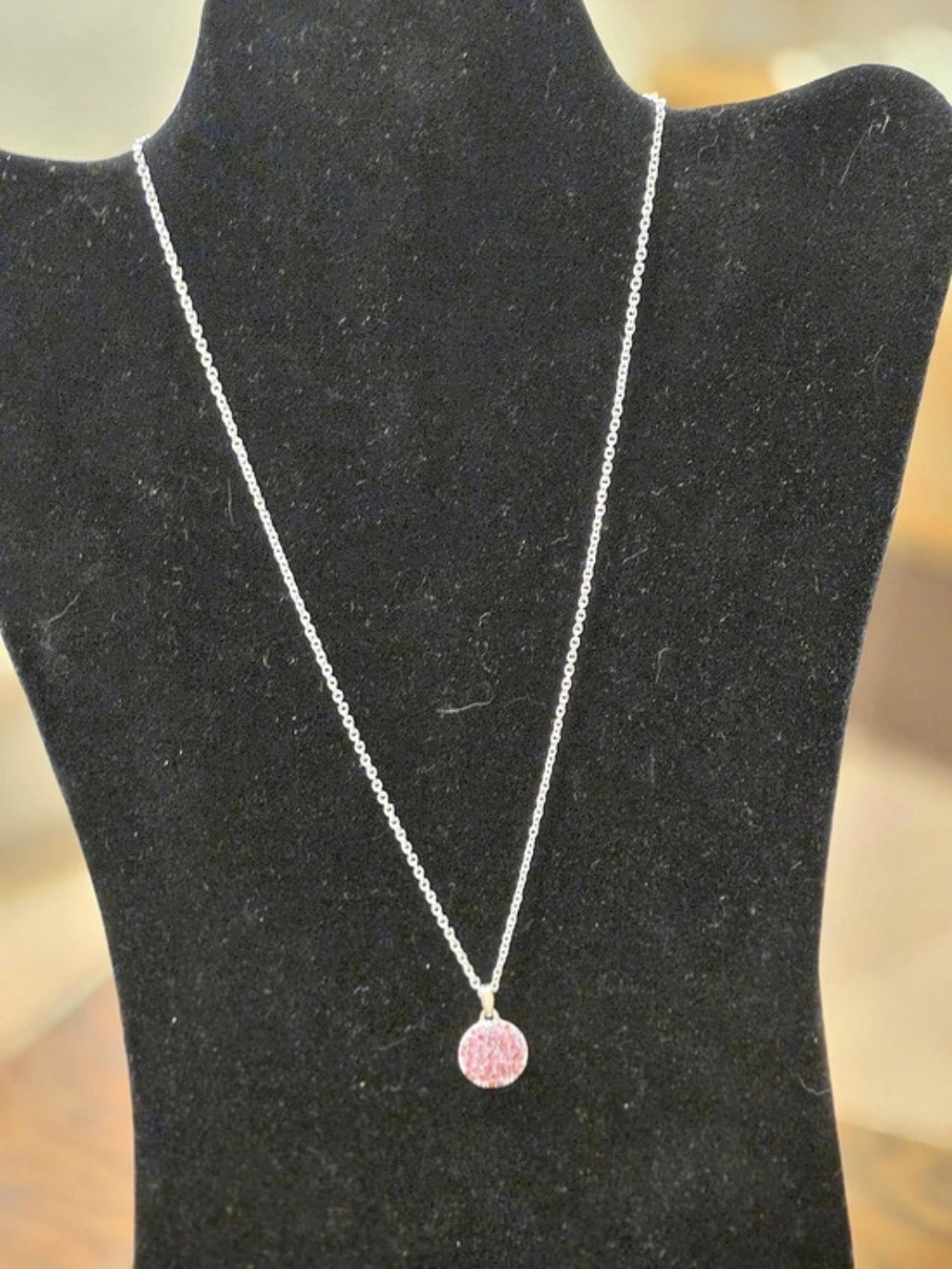 Pink Pavé Disc Necklace
